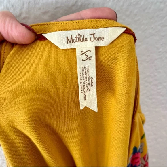 Matilda Jane Alana Jersey Knit Floral Maxi Wrap Dress Mustard Women's Small - Picture 10 of 12
